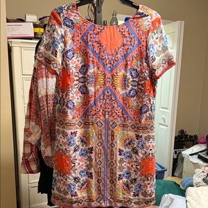 Lulu's Colorful Geometric Floral Mini Dress